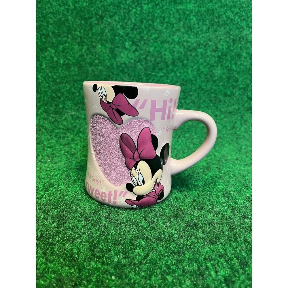 Y2K Disney Minnie Mouse Pink Coffee Mug Tea Cup Glass Unisex VTG